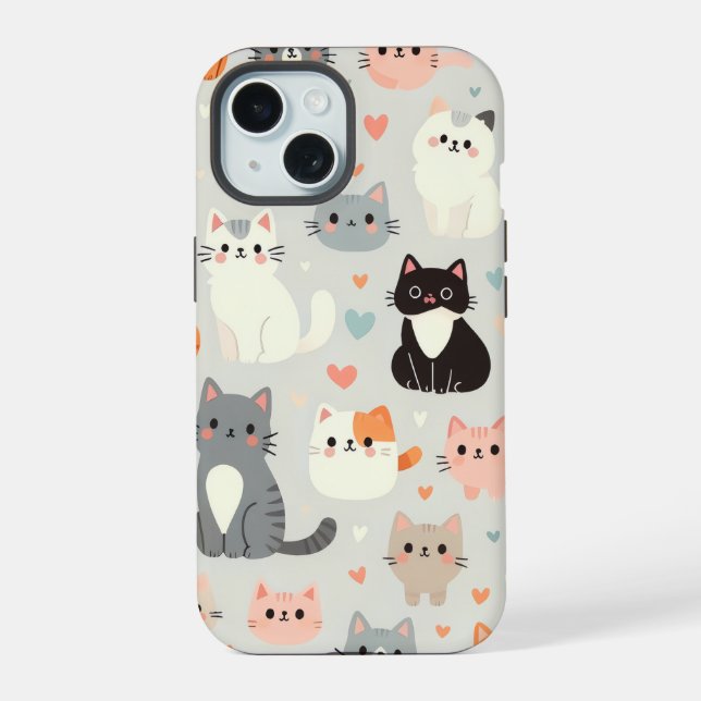 Cute Cat iPhone 15 Coque (Verso)