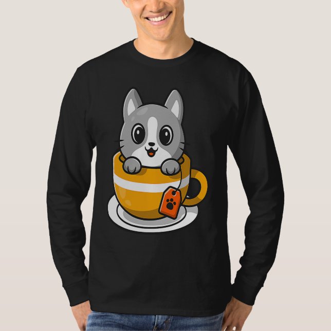 Cute Cat Kitty in a coffee or tea cup T-Shirt (Vorderseite)