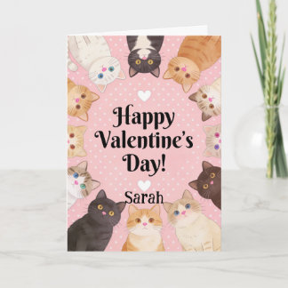 Cute Cat Lover Polka Dots Happy Valentine's Day Karte