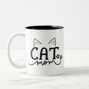 Cute Cat Maman Mug de café à deux tons