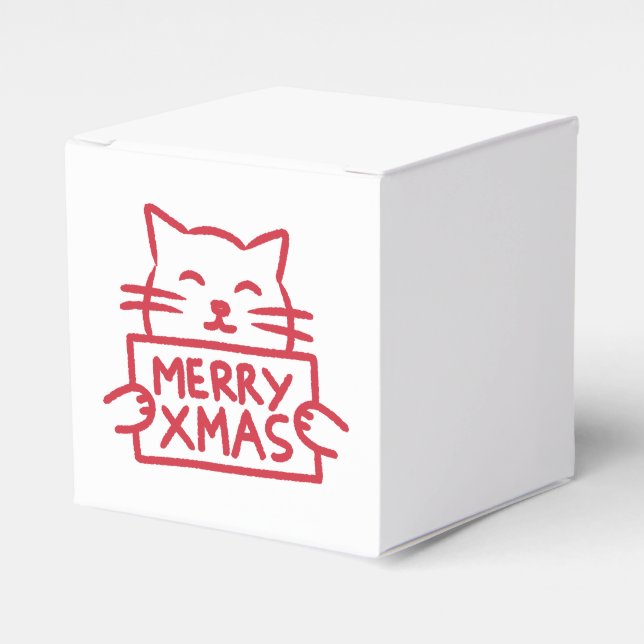 Cute Cat Merry Xmas Favor Box Geschenkschachtel (Vorderseite)