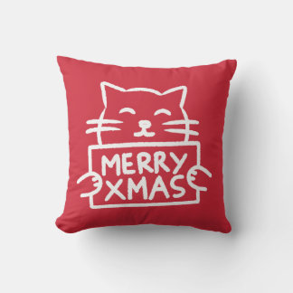 Cute Cat Merry Xmas Kissen