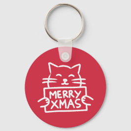 Cute Cat Merry Xmas Schlüsselanhänger