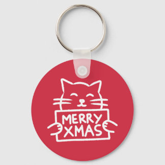 Cute Cat Merry Xmas Schlüsselanhänger
