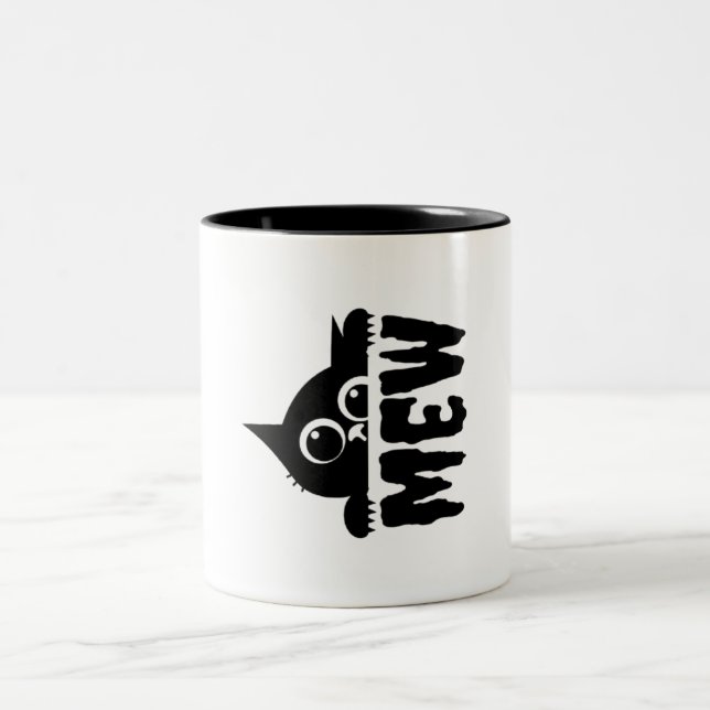 Cute Cat & “Mew” Text – Funny Cat Lover Mug (11 oz (Centre)