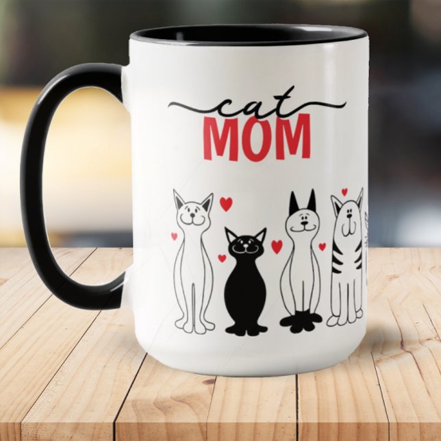 Cute Cat Mom Mug Tasse (Cat Mom Coffee Mug)