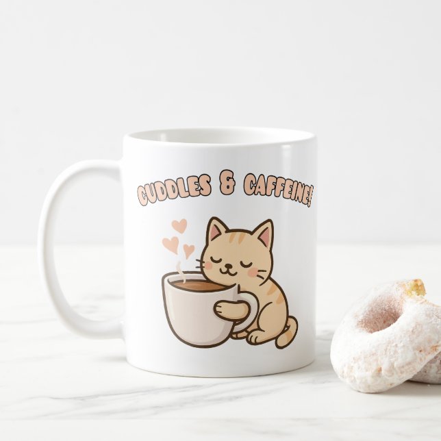 Cute Cat Mug – Funny Coffee Lover Gift Kaffeetasse (Mit Donut)