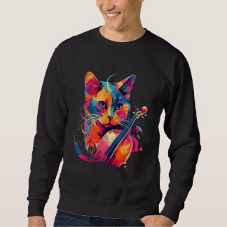 Cute Cat Music Notes Musician 4 Sweatshirt