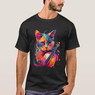 Cute Cat Music Notes Musician 4 T-Shirt