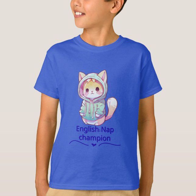Cute Cat Nap Champion Too T-Shirt (Devant)