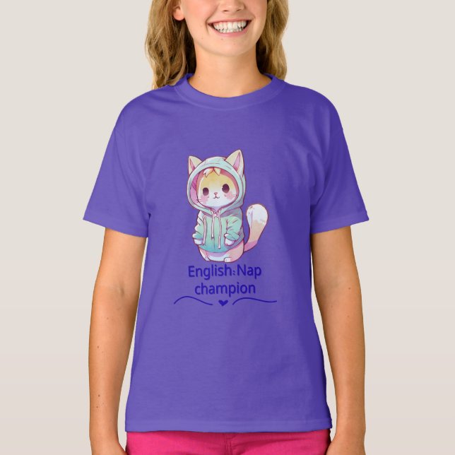 Cute Cat Nap Champion Too T-Shirt (Vorderseite)