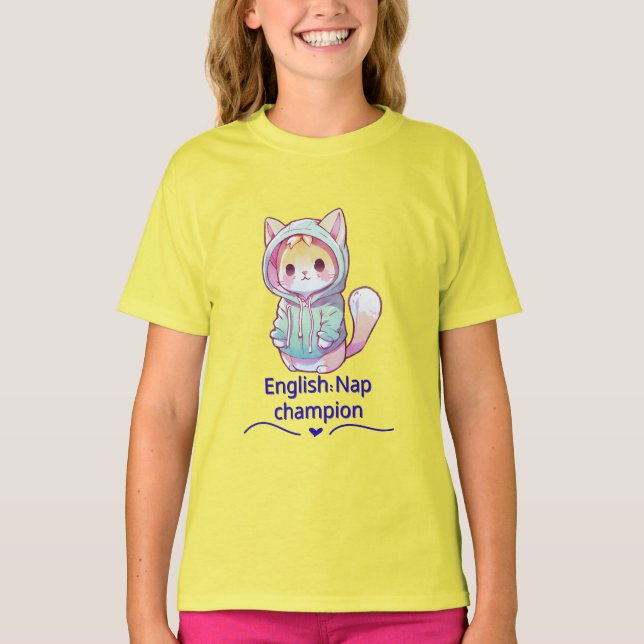 Cute Cat Nap Champion Too T-Shirt (Vorderseite)