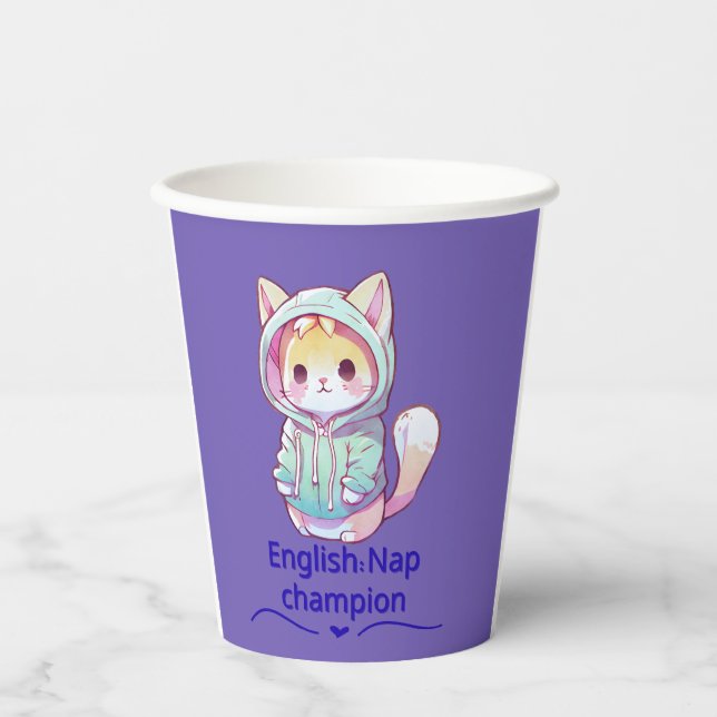 Cute Cat Nap Champion Too T-Shirt Pappbecher (Vorderseite)