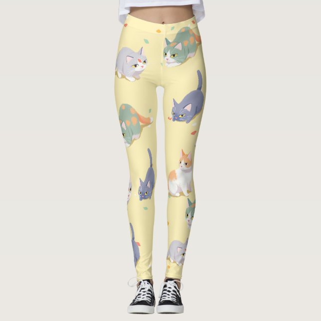 Cute Cat Patter Leggins (Vorderseite)