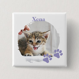 Cute Cat pet with customized name Button