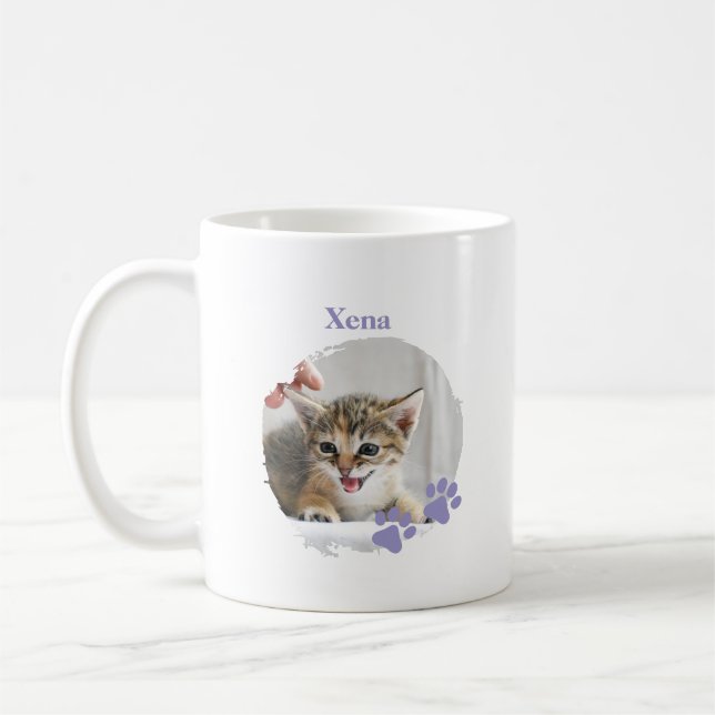 Cute Cat pet with customized name Kaffeetasse (Links)