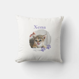 Cute Cat pet with customized name Kissen