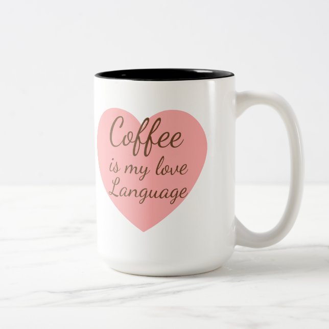 Cute Cat & Pink Heart Coffee Love Mug (Droit)