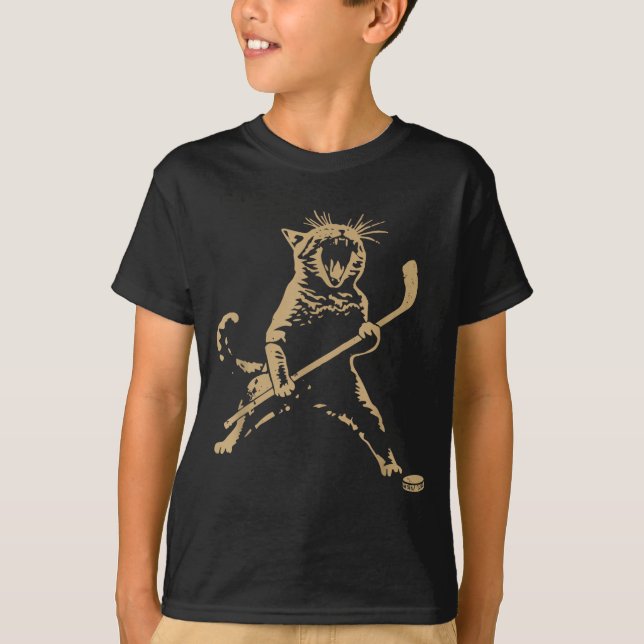 Cute Cat Playing Ice Hockey Lover Player Funny  T-Shirt (Vorderseite)