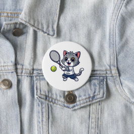 Cute cat playing tennis button