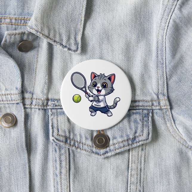Cute cat playing tennis button (Beispiel)