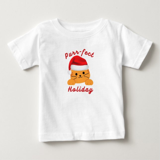 Cute Cat Purr‑fect Holiday Baby Christmas Shirt (Vorderseite)