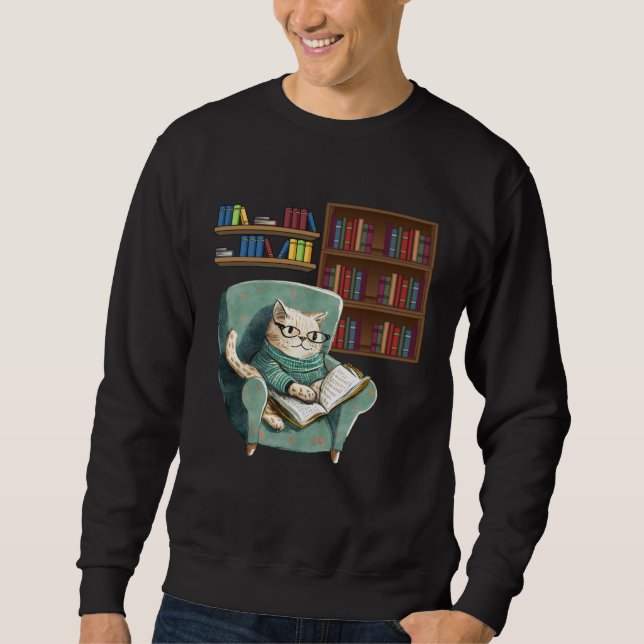Cute Cat Reading Book Bookworms Cat  Reading Sweatshirt (Vorderseite)