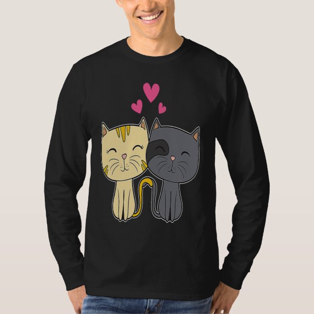 Cute Cat Red Heart  for Him Her Cat  Valentine Day T-Shirt (Vorderseite)