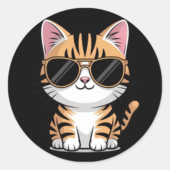 Cute cat runder aufkleber (Vorderseite)