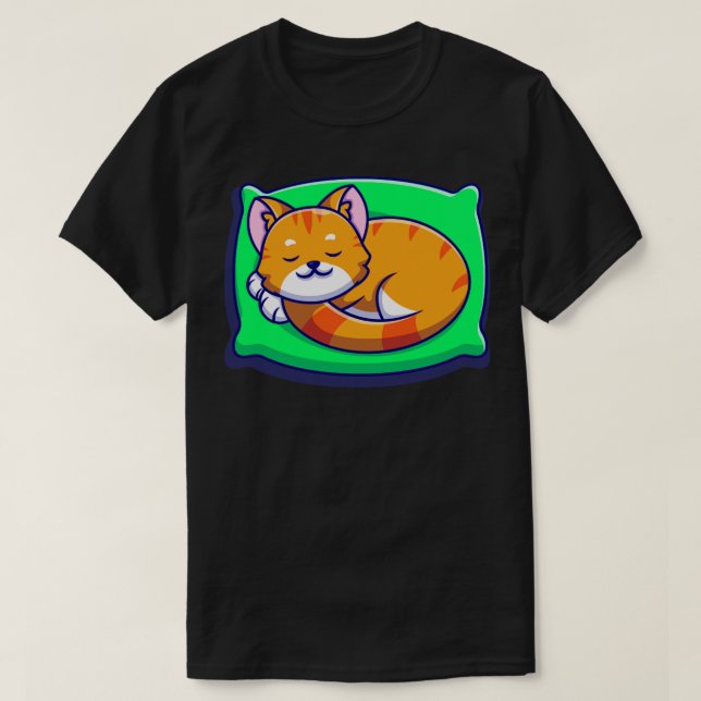 Cute Cat Sleeping On Pillow Cartoon1 T-Shirt (Design vorne)