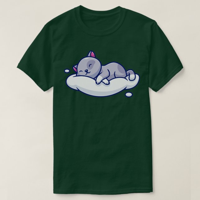 Cute Cat Sleeping On The Cloud T-Shirt (Design vorne)