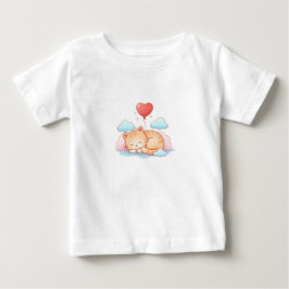Cute Cat Sleeping with Heart Balloon  Baby T-shirt