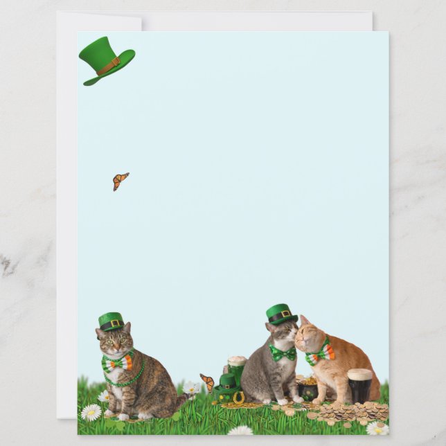 Cute Cat St Patrick's Day Stationery (Vorderseite)