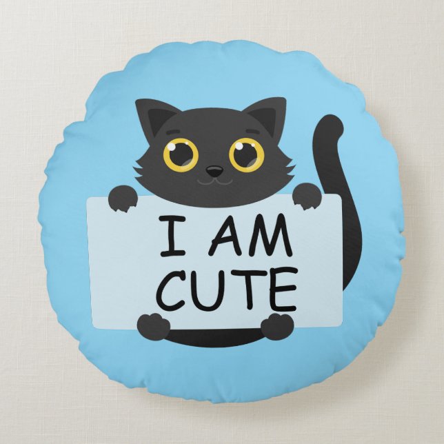 Cute Cat Statement Rundes Kissen (Vorderseite)