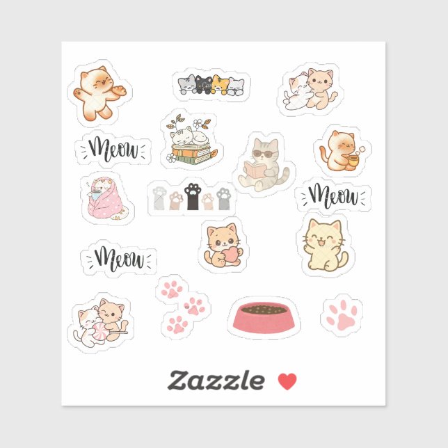 Cute Cat Sticker Sheet (Feuille)