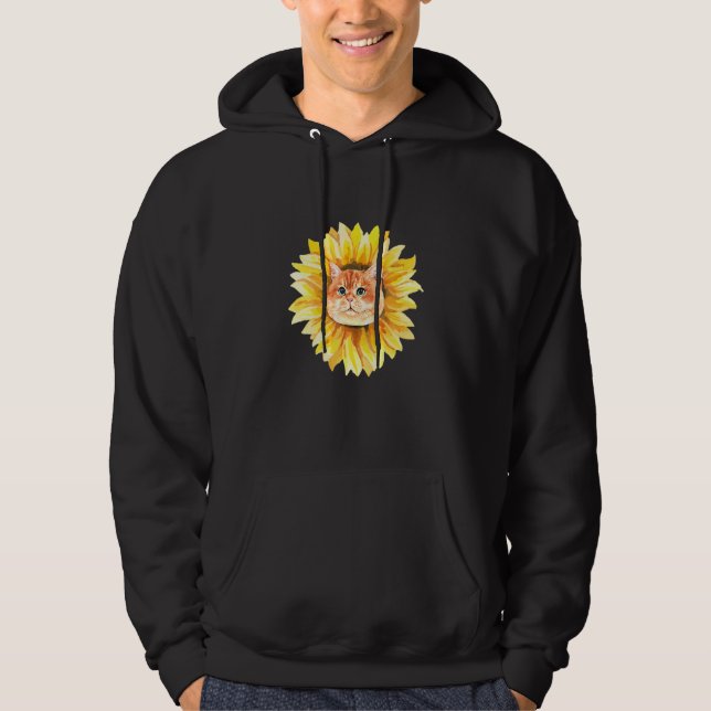 Cute Cat Sunflower Cat Hoodie (Vorderseite)