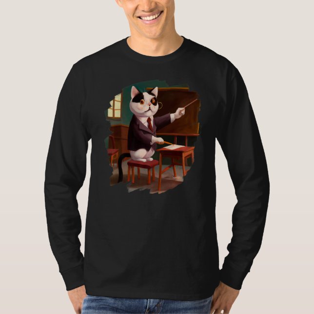 Cute Cat Teacher Kitten Professor School 1 T-Shirt (Vorderseite)