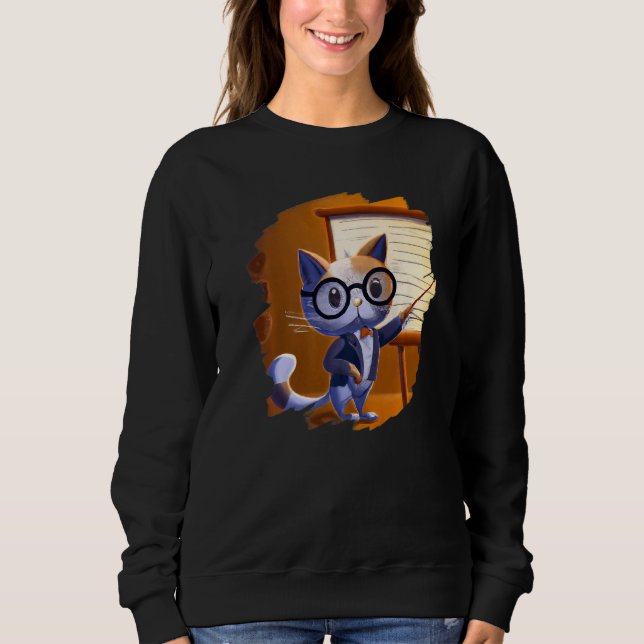 Cute Cat Teacher Kitten Professor School 2 Sweatshirt (Vorderseite)