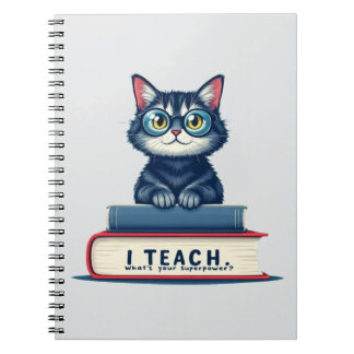 Cute Cat Teacher Wird I Teach What's Your Superpow Notizblock