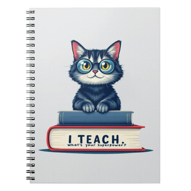 Cute Cat Teacher Wird I Teach What's Your Superpow Notizblock (Vorderseite)