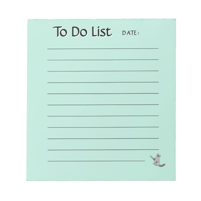 Cute Cat To-Do List Notepad Notizblock (Vorderseite)