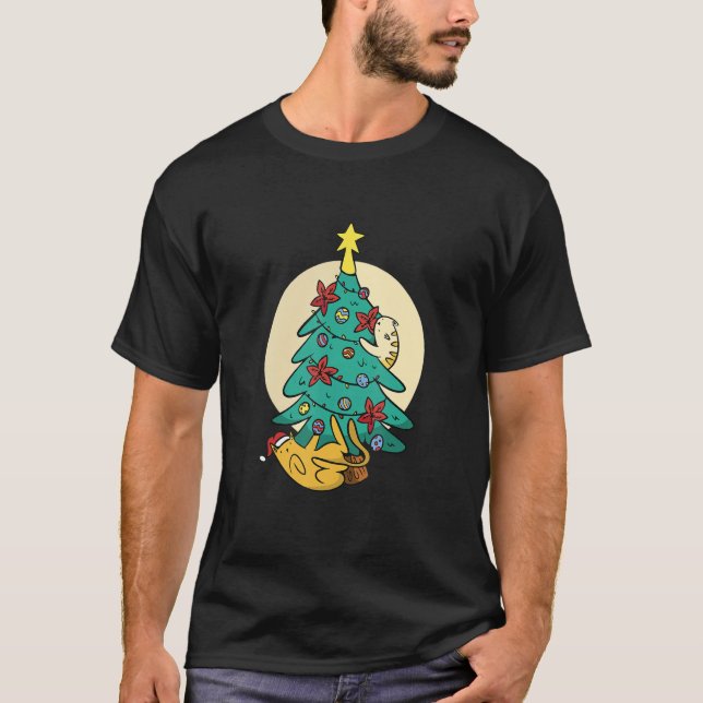 Cute Cat Tree Pajama Christmas Team Groups Costume T-Shirt (Vorderseite)