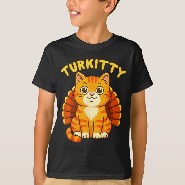 Cute Cat Turkey Funny Thanksgiving For Men Women K T-Shirt (Vorderseite)