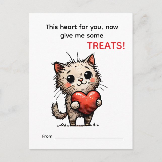 Cute Cat Valentine Card  Feiertagspostkarte (Vorderseite)