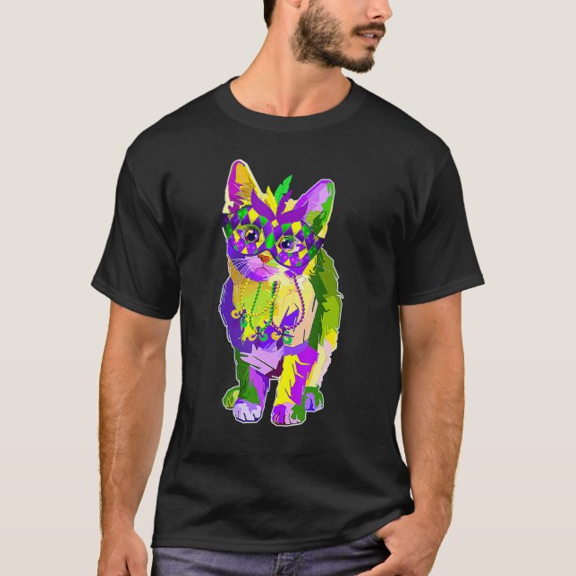 Cute Cat Wearing Carnival Mask Mardi Gras Cat T-Shirt (Vorderseite)