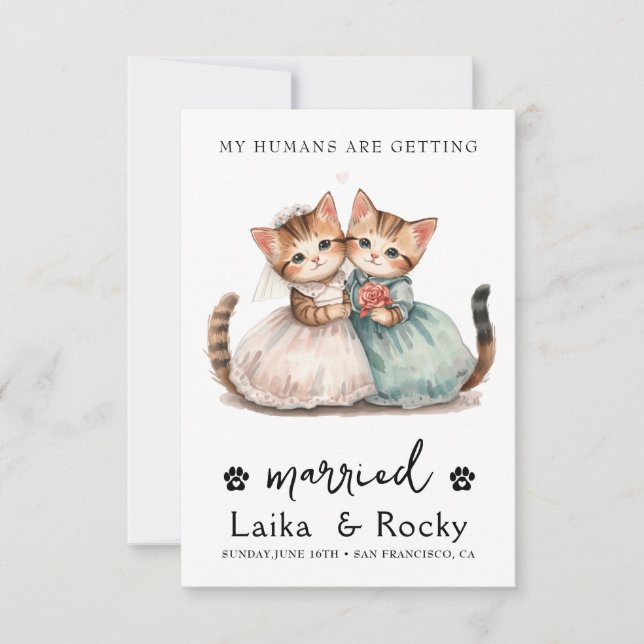Cute Cat Wedding Invitation Save The Date (Vorderseite)
