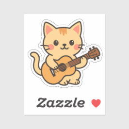 Cute Cat With Acoustic Aufkleber