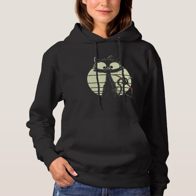 Cute Cat With Bow And Arrow Archer Cat Hoodie (Vorderseite)