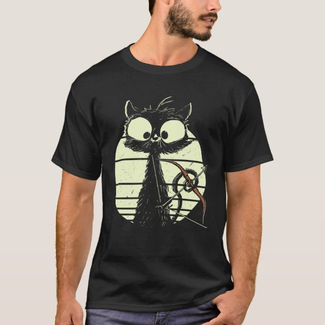 Cute Cat With Bow And Arrow Archer Cat T-Shirt (Vorderseite)