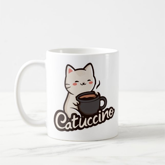 Cute Cat with Coffee – Catuccino Kaffeetasse (Links)